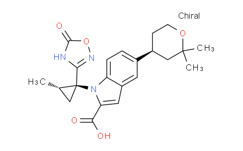 55QZ17 | 2212021-83-3 | 5-[(S)-2,2-Dimethyltetrahydro-2H-pyran-4-yl]-1-[(1S,2S)-2-methyl-1-(5-oxo-4,5-dihydro-1,2,4-oxadiazol-3-yl)cyclopropyl]-1H-indole-2-carboxylic Acid