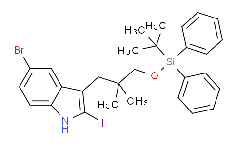 9KR117 | 2641451-43-4 | 5-bromo-3-(3-((tert-butyldiphenylsilyl)oxy)-2,2-dimethylpropyl)-2-iodo-1H-indole