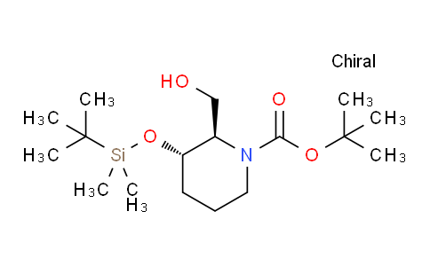 2KE325 | 1174386-89-0 | 1-Piperidinecarboxylic acid, 3-[[(1,1-dimethylethyl)dimethylsilyl]oxy]-2-(hydroxymethyl)-, 1,1-dimethylethyl ester, (2R,3S)-